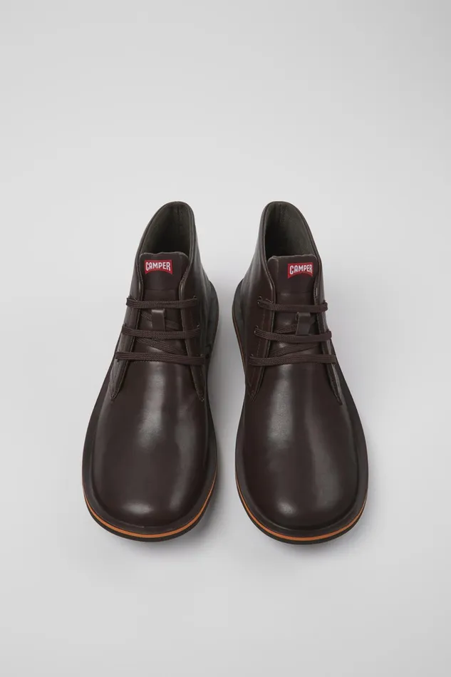 Men Beetle Brown Leather Ankle Boots Camper Ankle Boots