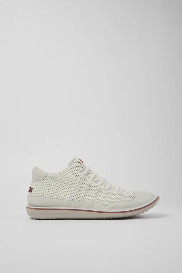 Men Beetle White TextileLeather Basket Bootie Camper Ankle Boots Men Beetle White TextileLeather Basket Bootie Camper Ankle Boots