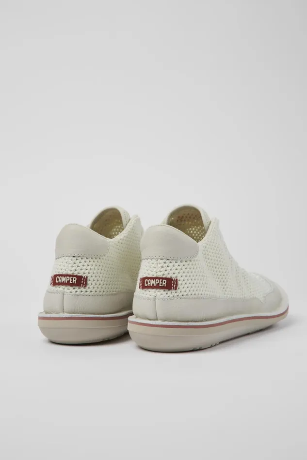Men Beetle White TextileLeather Basket Bootie Camper Ankle Boots Men Beetle White TextileLeather Basket Bootie Camper Ankle Boots