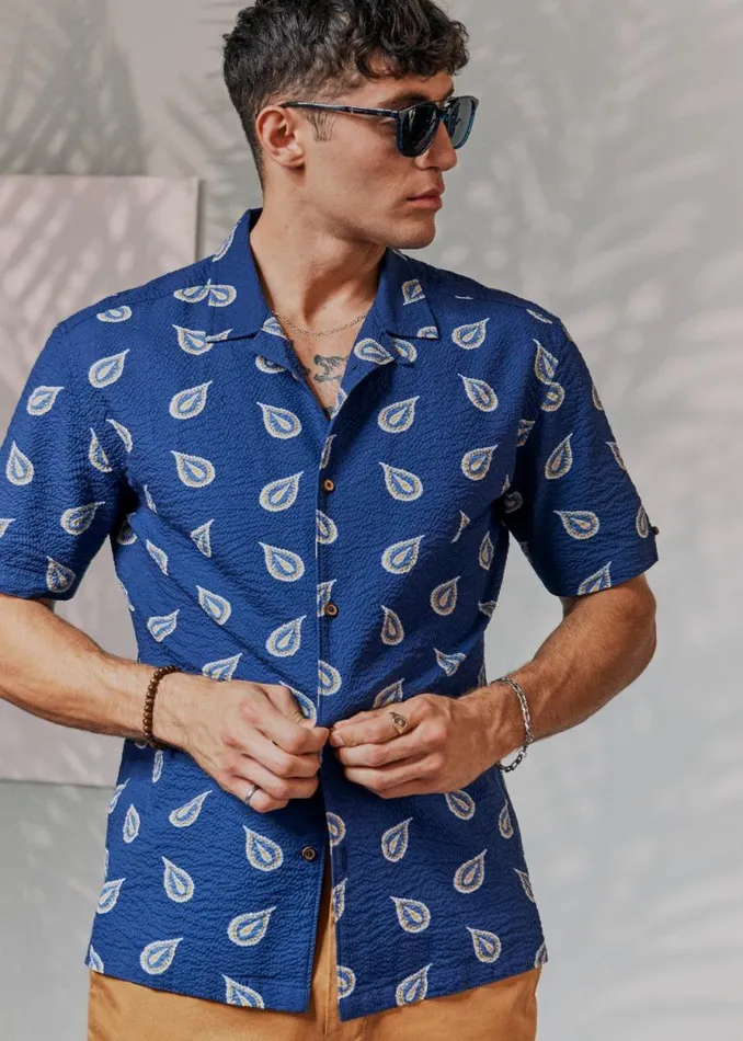 Men Ben Sherman Archive Print Shirts Paisley Print Lightweight Seersucker Shirt Men Ben Sherman Archive Print Shirts Paisley Print Lightweight Seersucker Shirt
