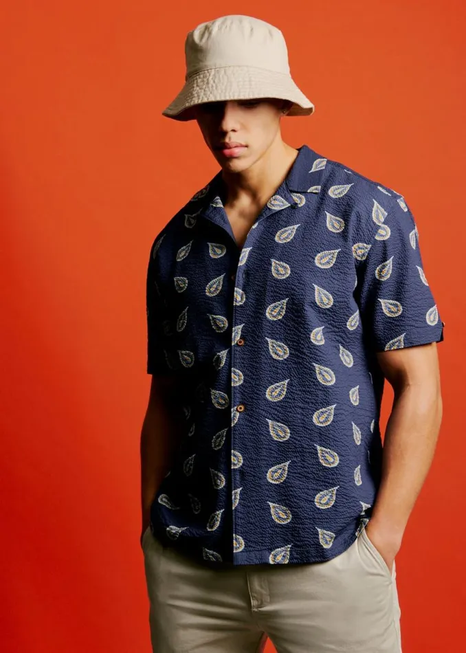 Men Ben Sherman Archive Print Shirts Paisley Print Lightweight Seersucker Shirt Men Ben Sherman Archive Print Shirts Paisley Print Lightweight Seersucker Shirt