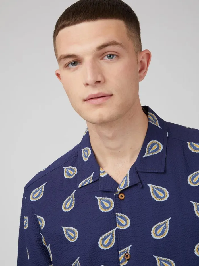 Men Ben Sherman Archive Print Shirts Paisley Print Lightweight Seersucker Shirt Men Ben Sherman Archive Print Shirts Paisley Print Lightweight Seersucker Shirt