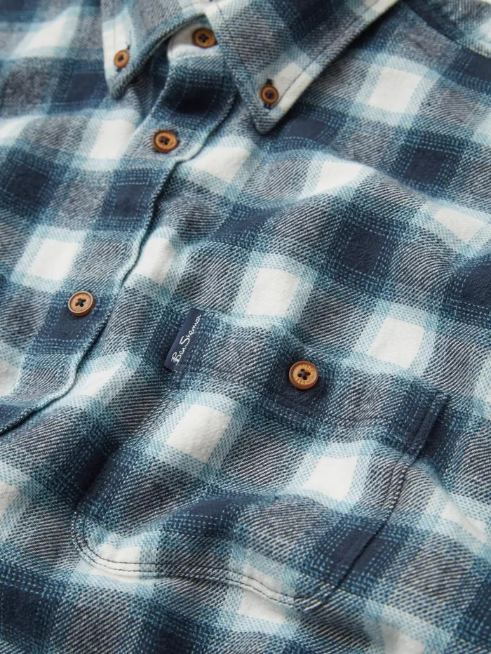 Men Ben Sherman Heritage Check Shirts Brushed Ombre Check LongSleeve Shirt
