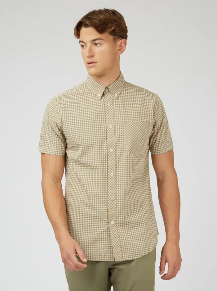 Men Ben Sherman Heritage Check Shirts Signature Gingham ShortSleeve Shirt 8211 Stone Men Ben Sherman Heritage Check Shirts Signature Gingham ShortSleeve Shirt 8211 Stone