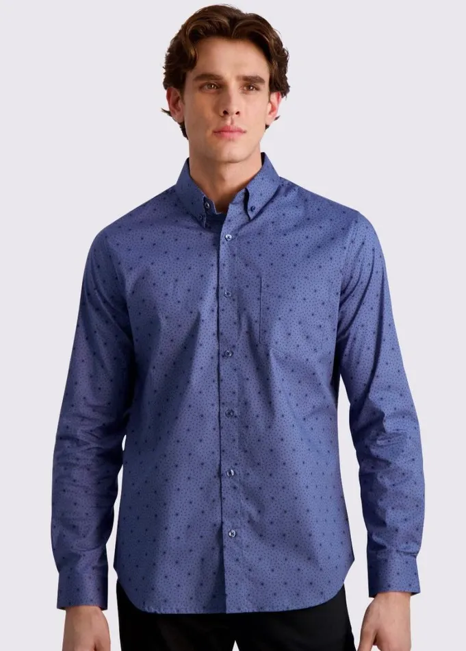 Men Ben Sherman Long Sleeve Shirts Dot Print LongSleeve Shirt 8211 Insignia Blue Men Ben Sherman Long Sleeve Shirts Dot Print LongSleeve Shirt 8211 Insignia Blue
