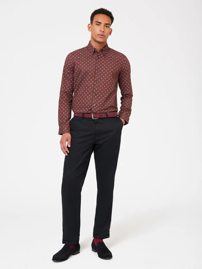 Men Ben Sherman Long Sleeve Shirts Signature Geo Print Shirt 8211 Aubergine Men Ben Sherman Long Sleeve Shirts Signature Geo Print Shirt 8211 Aubergine