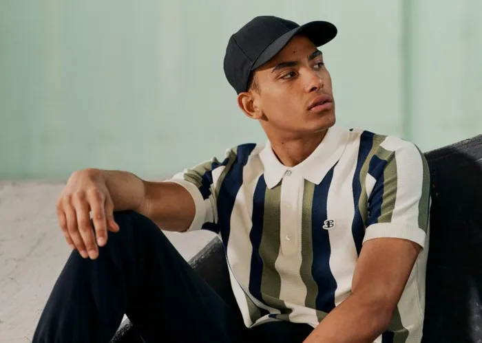Men Ben Sherman Mod Knit Polos Stripe Knit Polo B By Sweater Polo Summer Polo Outfit Green Stripes Close Up
