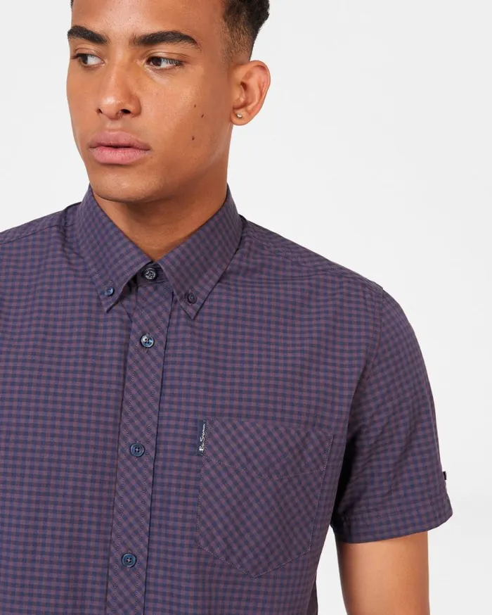 Men Ben Sherman Short Sleeve Shirts Signature Gingham ShortSleeve Shirt 8211 Plum Men Ben Sherman Short Sleeve Shirts Signature Gingham ShortSleeve Shirt 8211 Plum