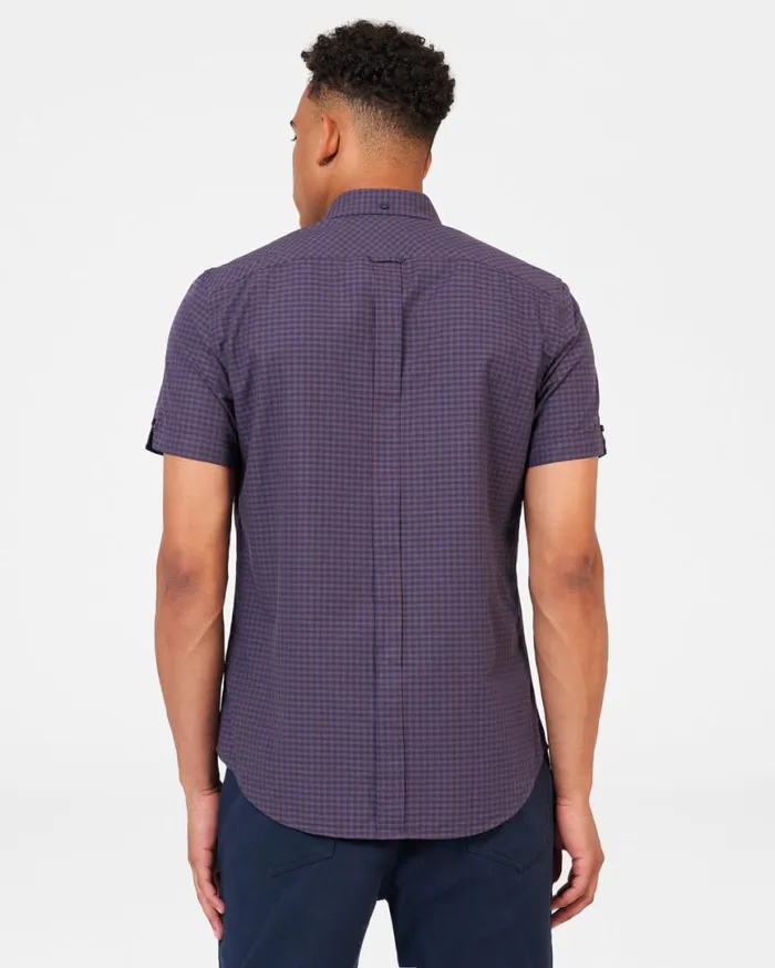 Men Ben Sherman Short Sleeve Shirts Signature Gingham ShortSleeve Shirt 8211 Plum