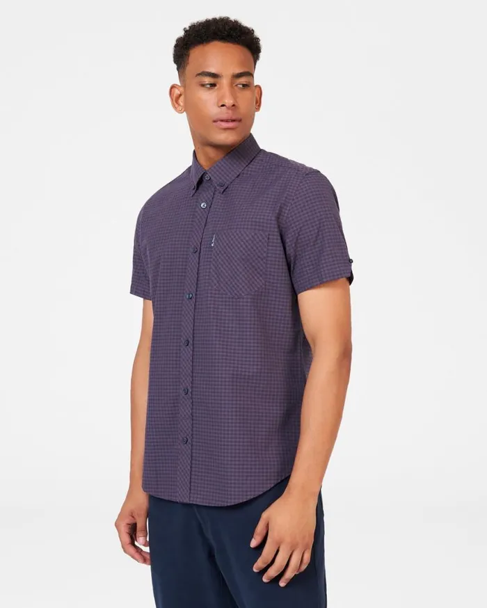 Men Ben Sherman Short Sleeve Shirts Signature Gingham ShortSleeve Shirt 8211 Plum