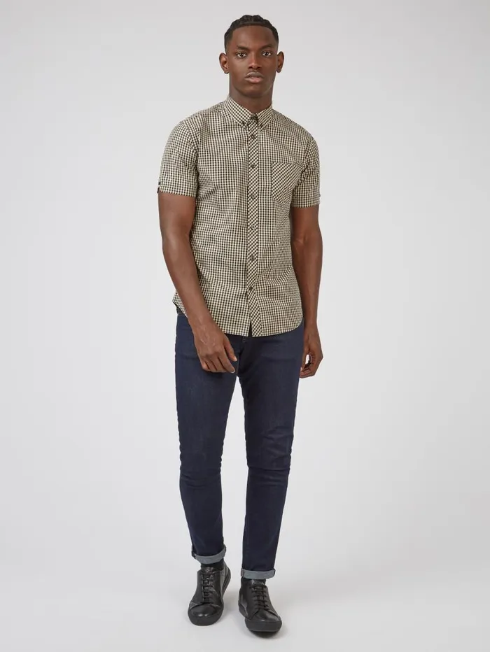Men Ben Sherman Short Sleeve Shirts Signature ShortSleeve Gingham Shirt 8211 Black