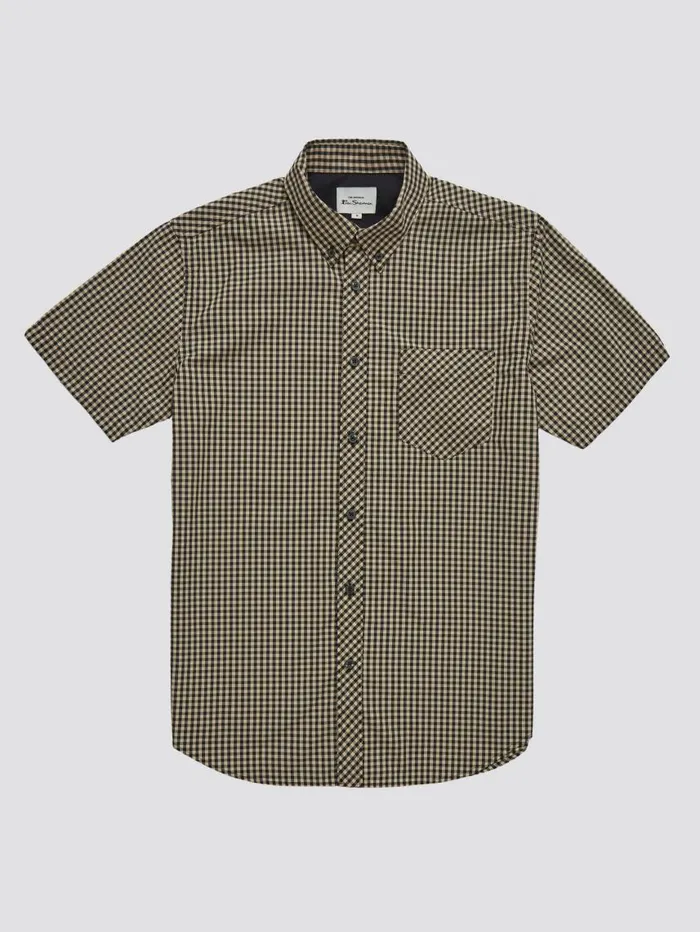 Men Ben Sherman Short Sleeve Shirts Signature ShortSleeve Gingham Shirt 8211 Black