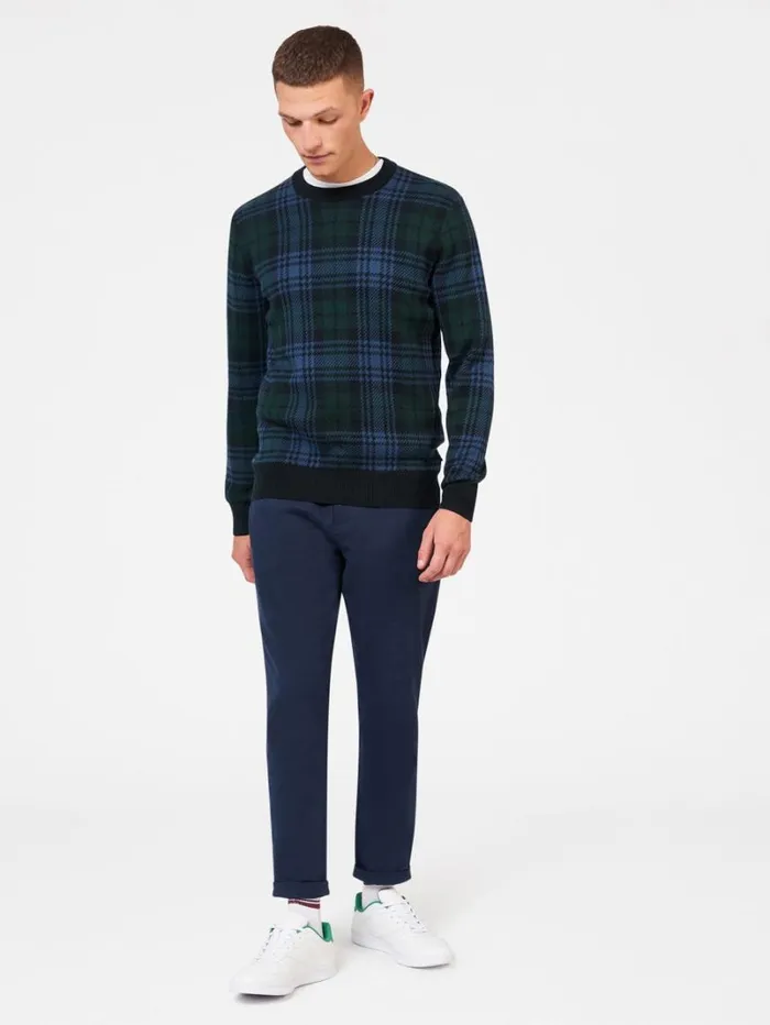 Men Ben Sherman Sweaters and Knits Blackwatch Check Crewneck Sweater Men Ben Sherman Sweaters and Knits Blackwatch Check Crewneck Sweater