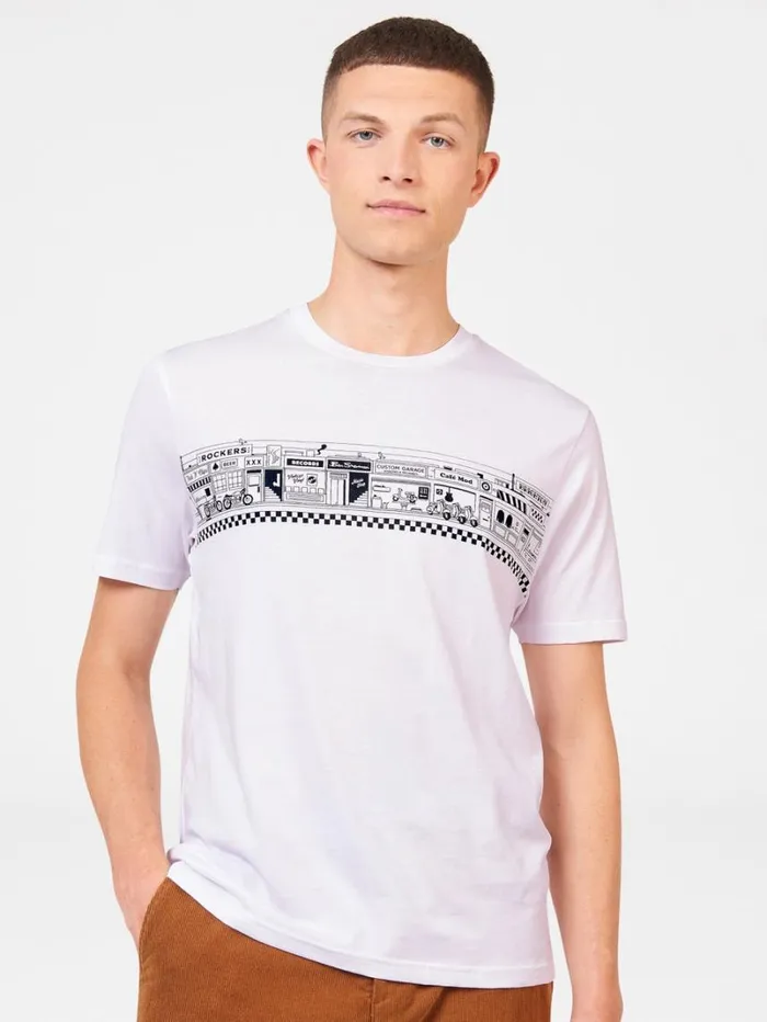 Men Ben Sherman TShirts and Graphic Tees Street Stripe Organic Graphic Tee
