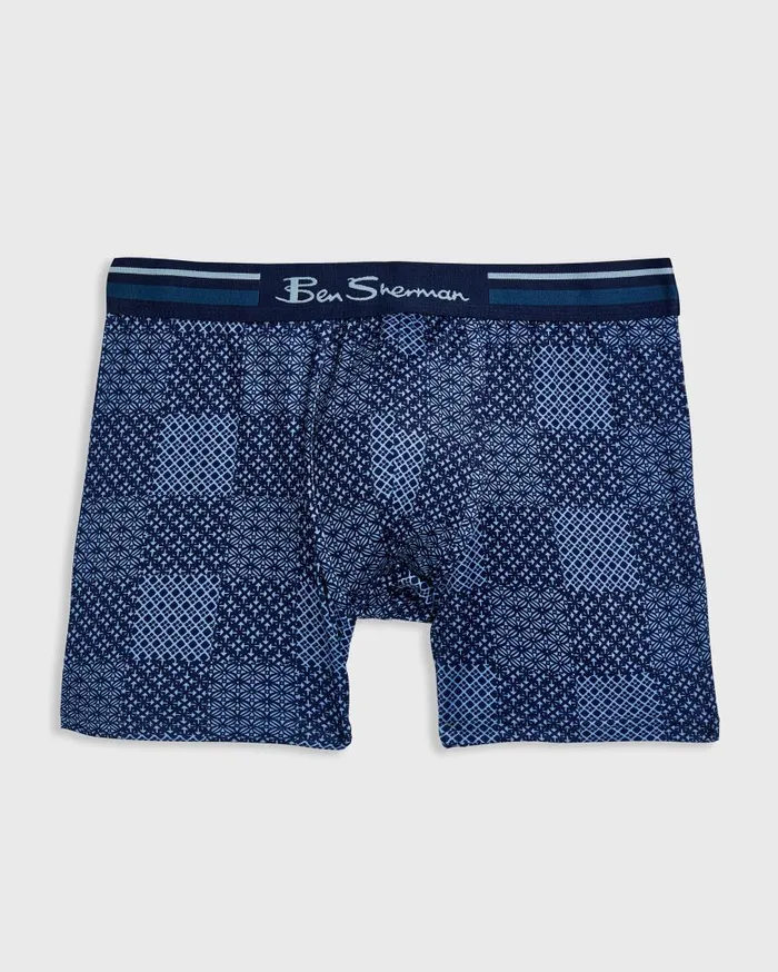 Men Ben Sherman Underwear 4Pack Microfiber Boxers 8211 CheckBlueGreyBlack