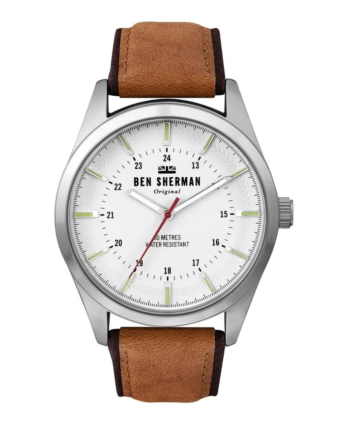 Men Ben Sherman Watches Spitalfields Outdoor Watch 8211 TanWhiteSilver