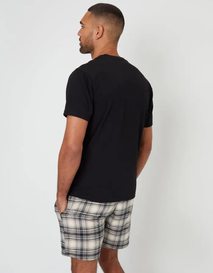 Men Black Check Shortie Pyjamas 2Piece Set Threadbare Pyjamas Men Black Check Shortie Pyjamas 2Piece Set Threadbare Pyjamas