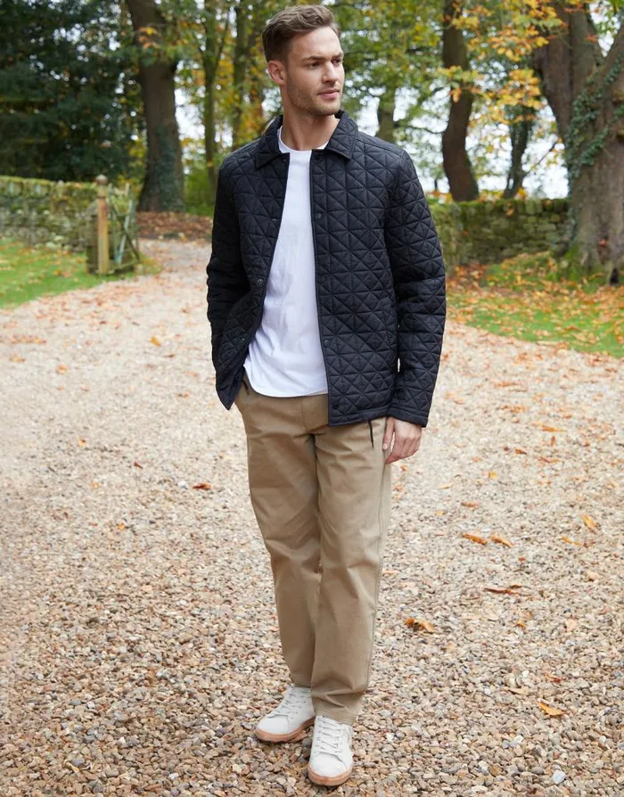 Men Black Collared Quilted Jacket Threadbare Jackets Men Black Collared Quilted Jacket Threadbare Jackets