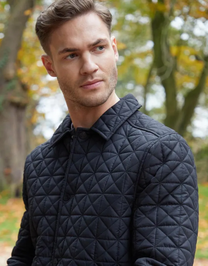 Men Black Collared Quilted Jacket Threadbare Jackets Men Black Collared Quilted Jacket Threadbare Jackets