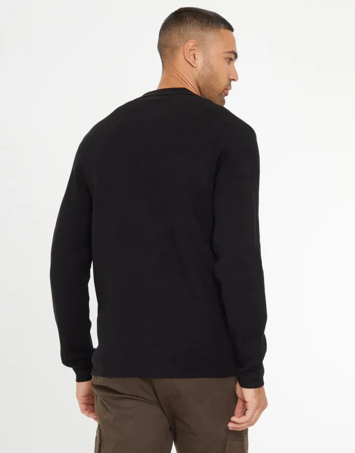 Men Black Knitted Long Sleeve Shirt Threadbare Shirts Men Black Knitted Long Sleeve Shirt Threadbare Shirts