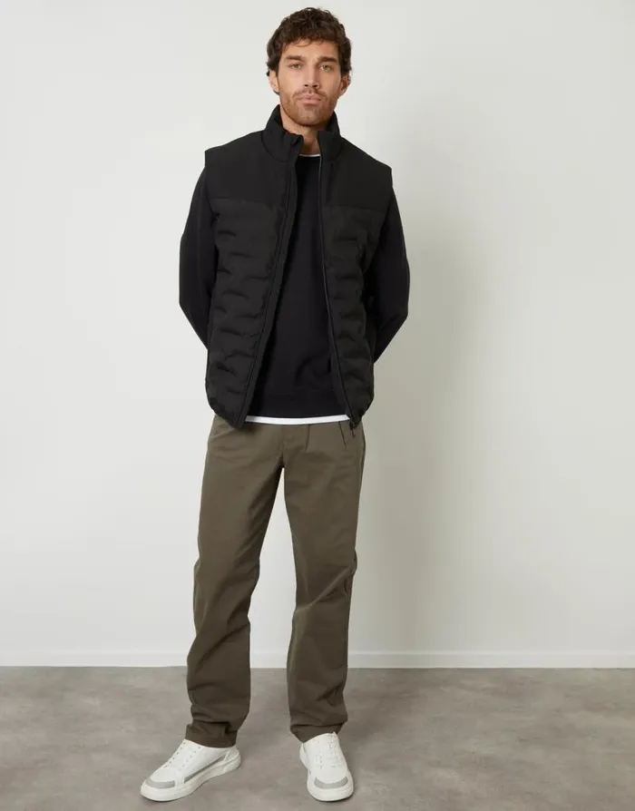 Men Black Quilted Panel Funnel Neck Gilet Threadbare Jackets Men Black Quilted Panel Funnel Neck Gilet Threadbare Jackets
