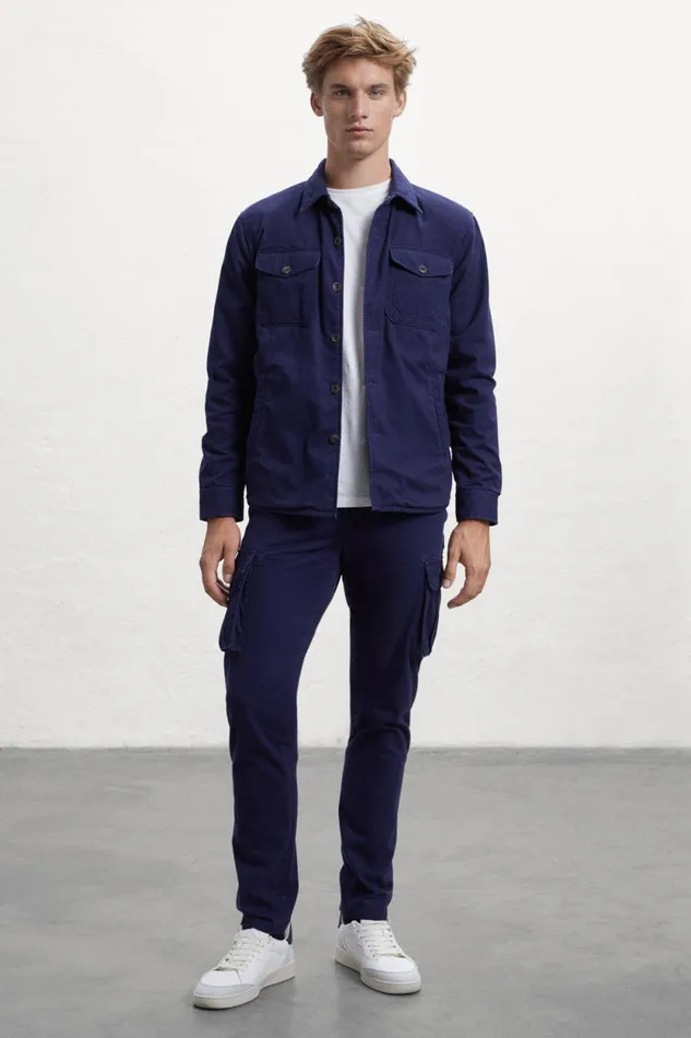 Men Blue Batura Overshirt Ecoalf Coats And Jackets