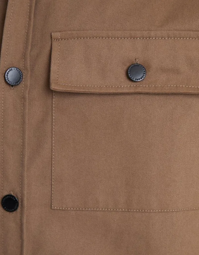 Men Brown Cotton Twill Button Up Shacket Threadbare Shirts