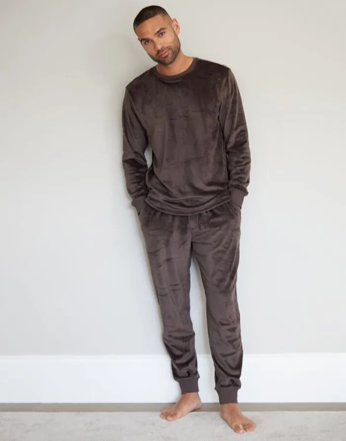 Men Brown Soft Touch Velour Loungewear Set 2Piece Set Threadbare Loungewear Sets Men Brown Soft Touch Velour Loungewear Set 2Piece Set Threadbare Loungewear Sets