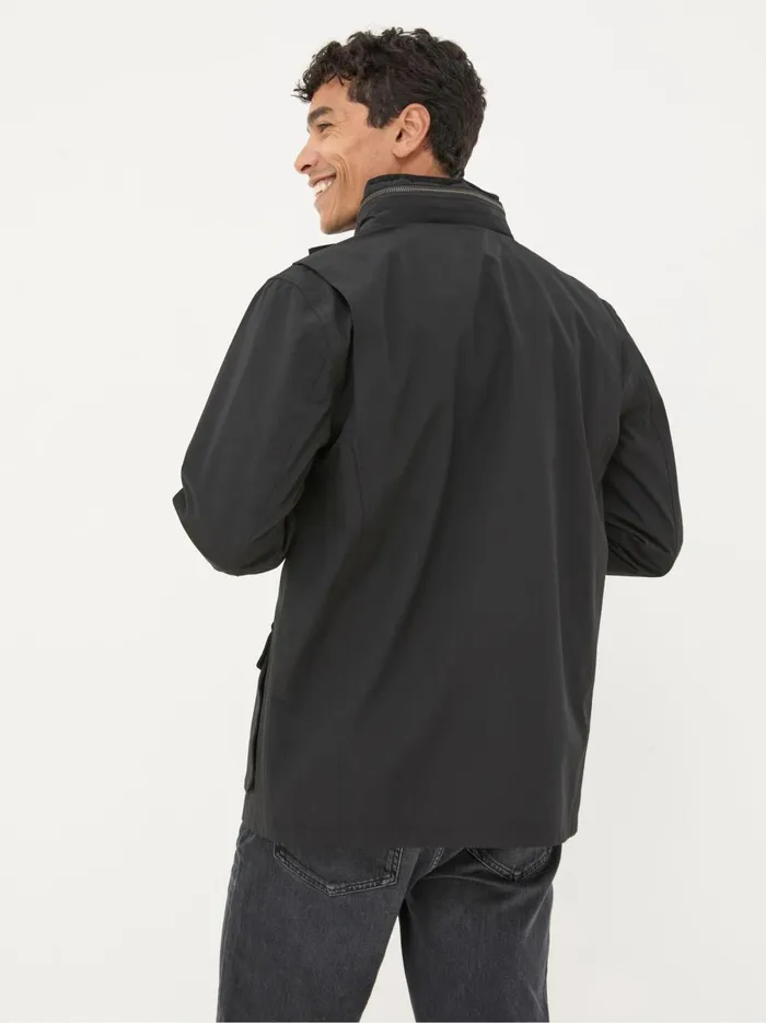 Men Coats and Jackets Fat Face Truro Black Waterproof Jacket