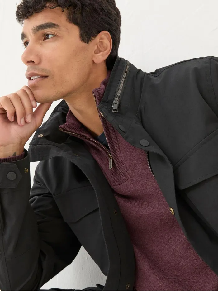 Men Coats and Jackets Fat Face Truro Black Waterproof Jacket