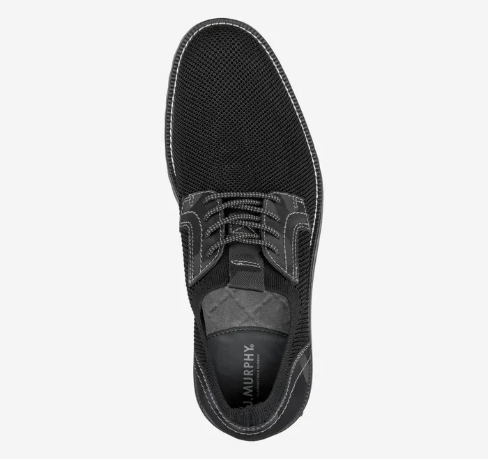 Men Duncan Knit Plain Toe Black Knitcamoembossed Leather JohnstonandMurphy LaceUps