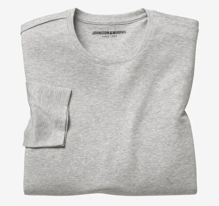 Men Essential LongSleeve Tee Gray Heather JohnstonandMurphy Polos and Tees