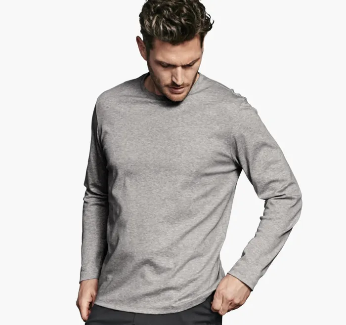 Men Essential LongSleeve Tee Gray Heather JohnstonandMurphy Polos and Tees Men Essential LongSleeve Tee Gray Heather JohnstonandMurphy Polos and Tees