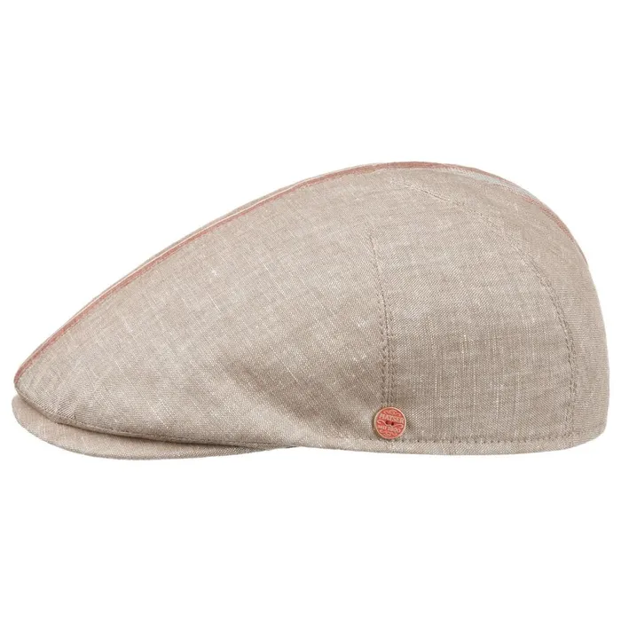 Men Flat Caps Mayser Jasper Stripes Linen Cap Beige