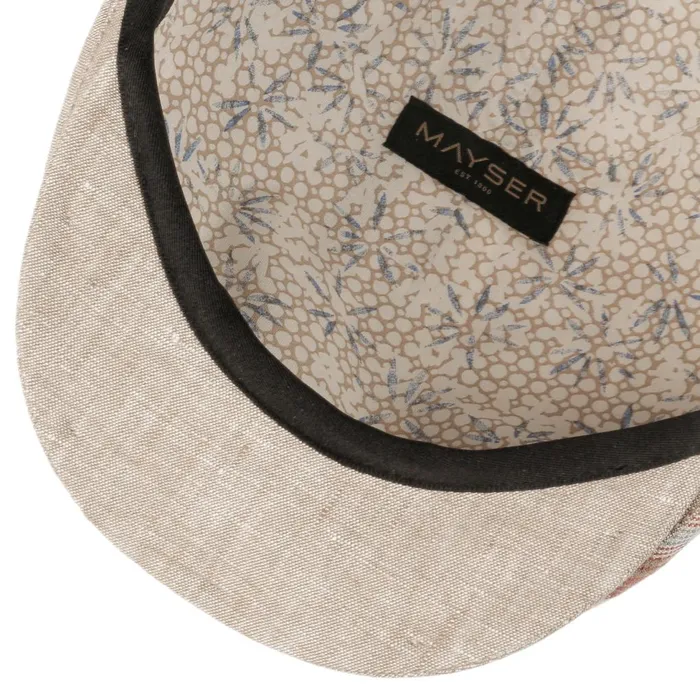 Men Flat Caps Mayser Jasper Stripes Linen Cap Beige