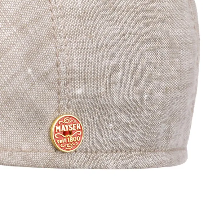 Men Flat Caps Mayser Jasper Stripes Linen Cap Beige