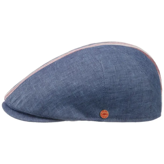 Men Flat Caps Mayser Jasper Stripes Linen Cap Beige