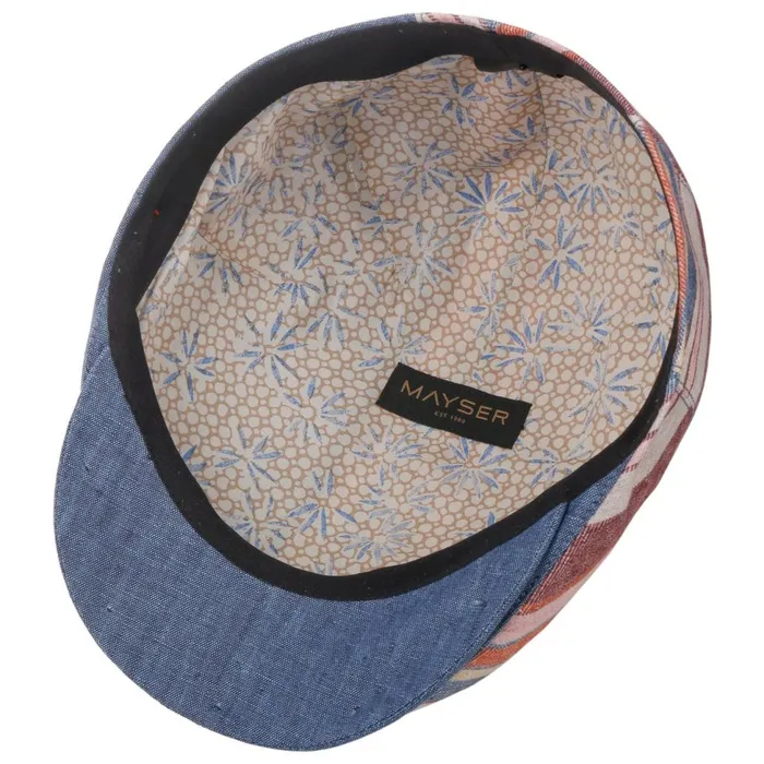 Men Flat Caps Mayser Jasper Stripes Linen Cap Beige