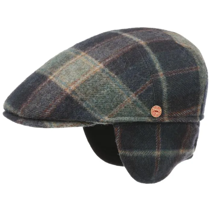 Men Flat Caps Mayser Sidney Plus British Lambswool Flat Cap Blue