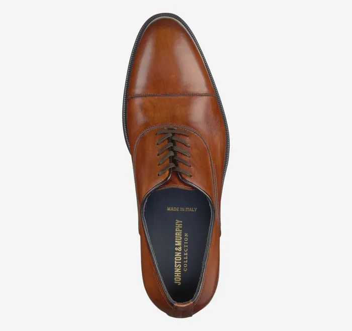 Men Flynch Cap Toe Tan Italian Calfskin JohnstonandMurphy LaceUps Men Flynch Cap Toe Tan Italian Calfskin JohnstonandMurphy LaceUps