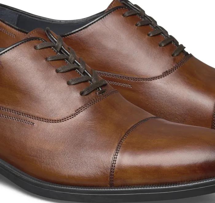 Men Flynch Cap Toe Tan Italian Calfskin JohnstonandMurphy LaceUps Men Flynch Cap Toe Tan Italian Calfskin JohnstonandMurphy LaceUps