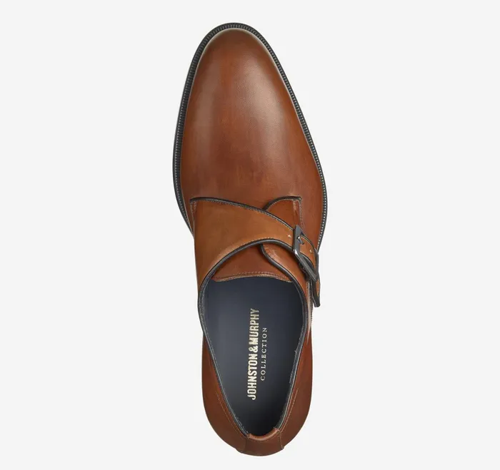 Men Flynch Monk Strap Tan Italian Calfskin JohnstonandMurphy SlipOns and Loafers