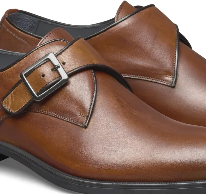 Men Flynch Monk Strap Tan Italian Calfskin JohnstonandMurphy SlipOns and Loafers