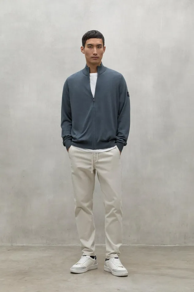 Men Green Mandarina Knitted Jacket Ecoalf Knitwear