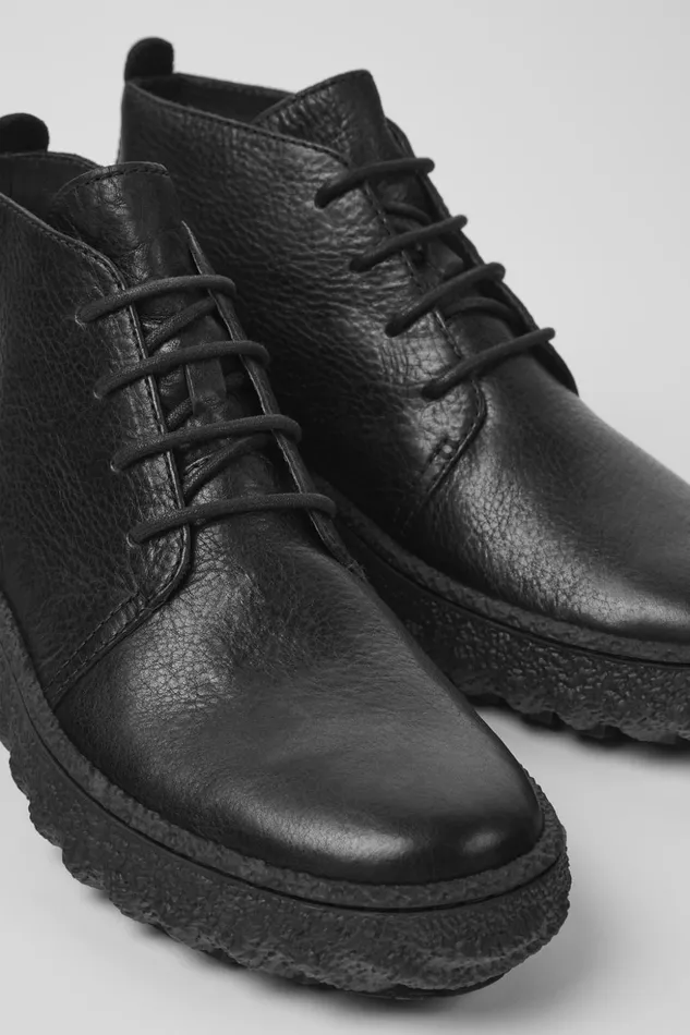 Men Ground MICHELIN Black Lace Up Ankle Boot Camper Ankle Boots