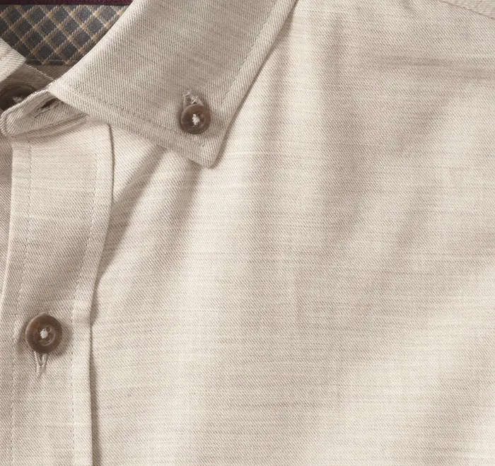 Men Heathered Shirt Tan Melange Twill JohnstonandMurphy Shirts Men Heathered Shirt Tan Melange Twill JohnstonandMurphy Shirts