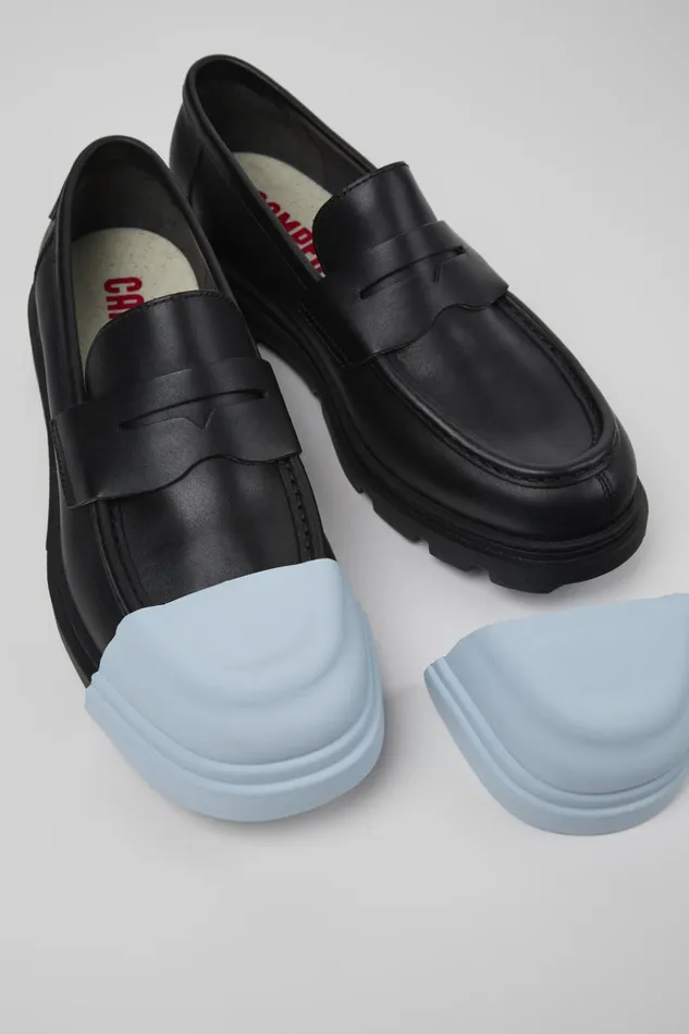 Men Junction Black Leather Moccasin Camper Formal Shoes Men Junction Black Leather Moccasin Camper Formal Shoes
