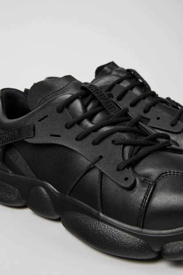 Men Karst Black Leather And Textile Sneakers Camper Sneakers