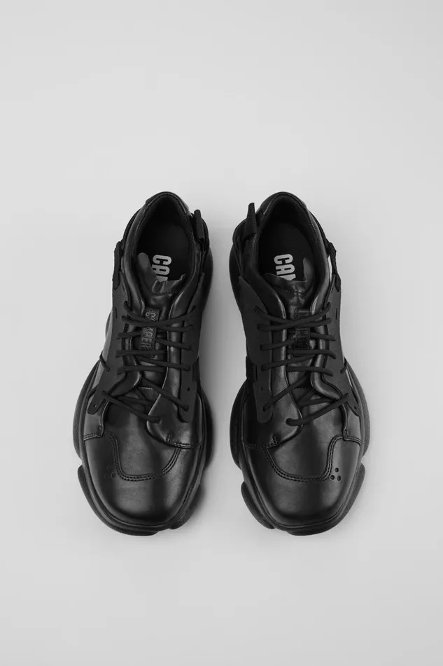 Men Karst Black Leather And Textile Sneakers Camper Sneakers