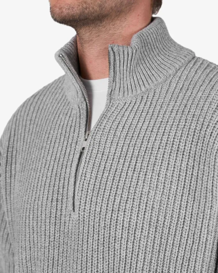 Men Knit Sweaters Colorful Standard Merino Quarter Zip Magenta Blaze